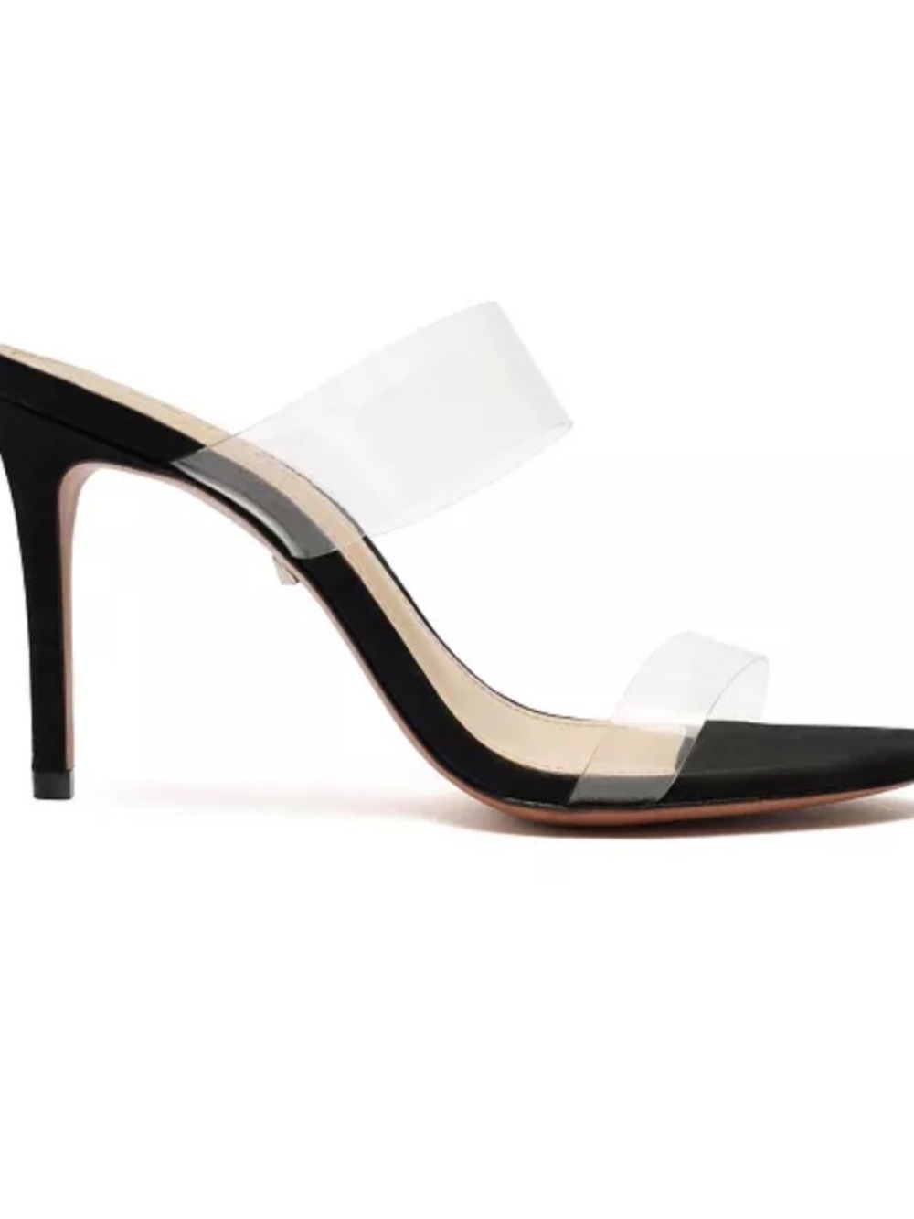Schutz Black Ariella Sandal Clear Strap Stiletto Size 7